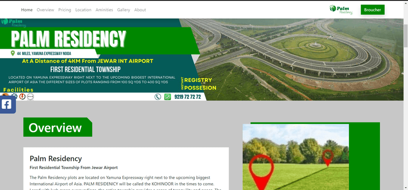 Palm Residency Landing Page screenshot